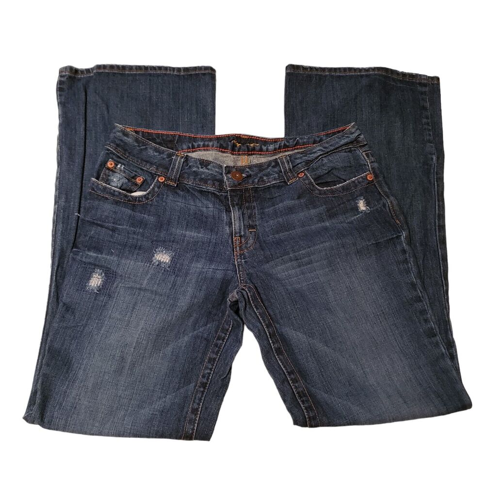 American Eagle Boy Fit Distressed Blue Denim Jeans Women's 10